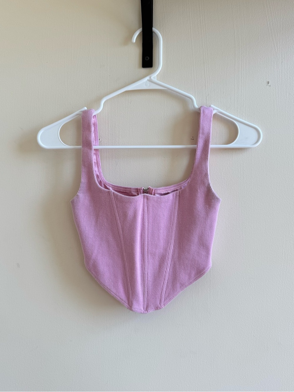 Princess Polly Pink Ribbed Corset Crop Top Coquette Y2K